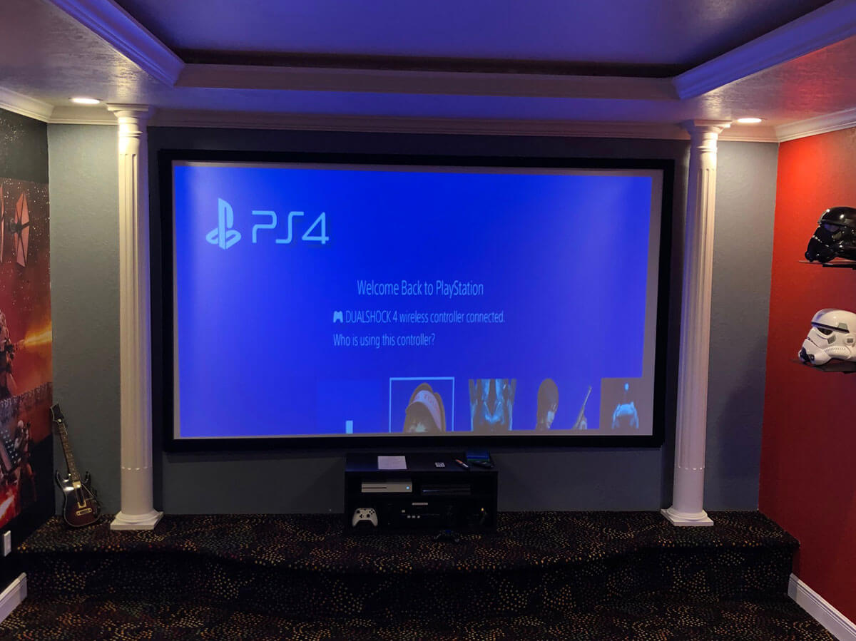 Before: misaligned projector image