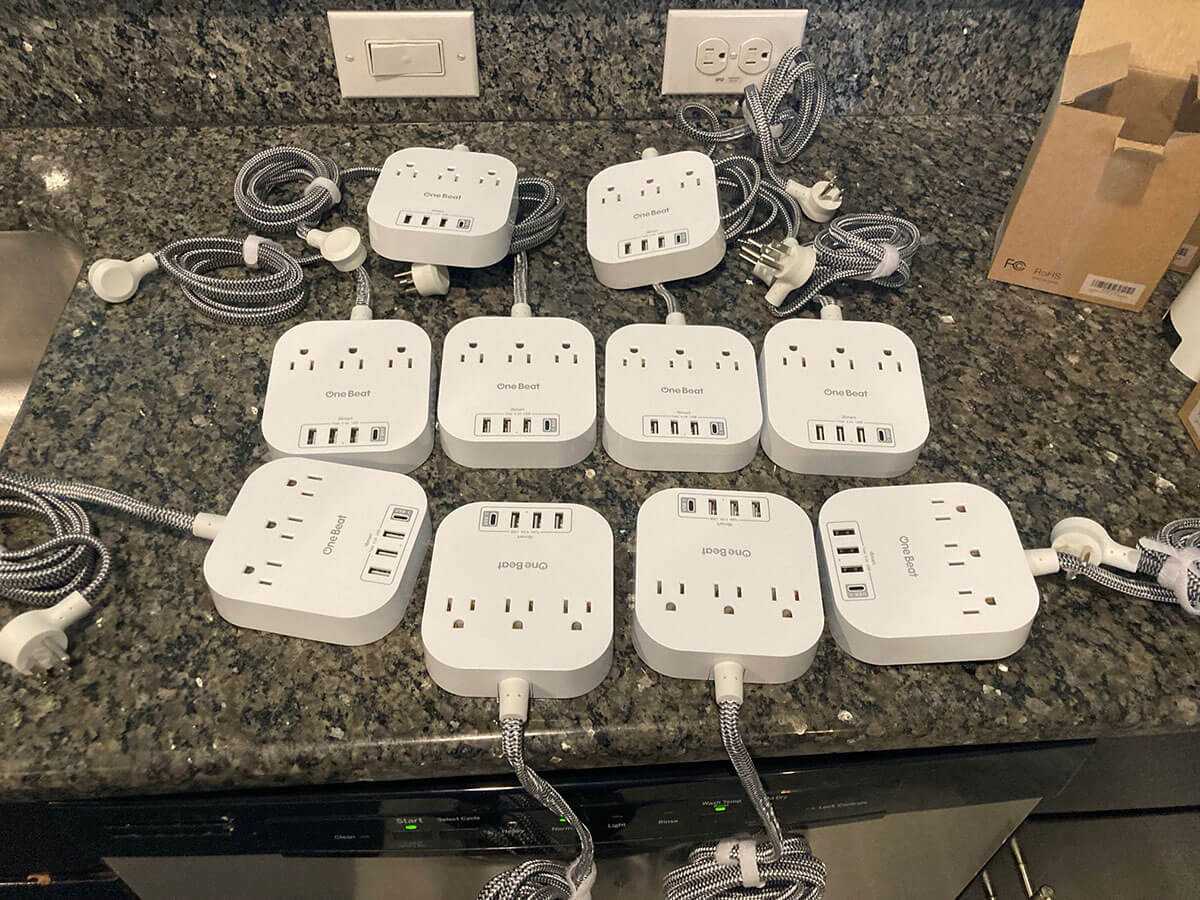 USB charging blocks installed at bedsides